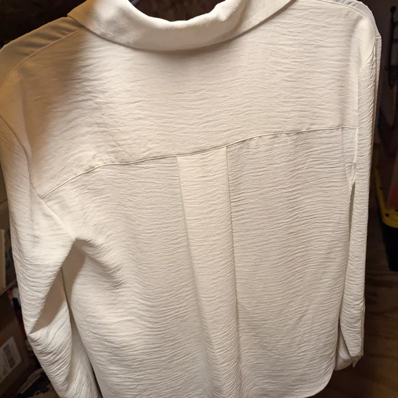 Calvin Klein White Ribbed Wrap Blouse - Picture 2 of 4